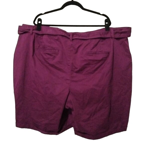 Lane Bryant Womens Plus Size 28 Plum Belted Cotton Shorts With Pockets - Picture 4 of 5